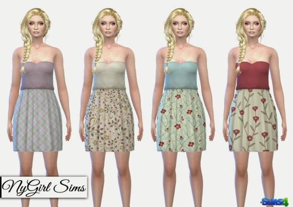  NY Girl Sims: Strapless Printed Sundress