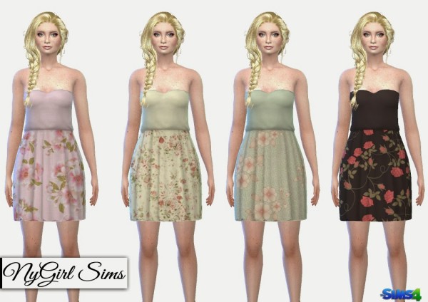  NY Girl Sims: Strapless Printed Sundress