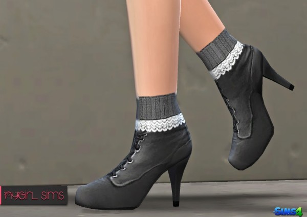  NY Girl Sims: High Heel Boot with Lace Trim Knitted Sock