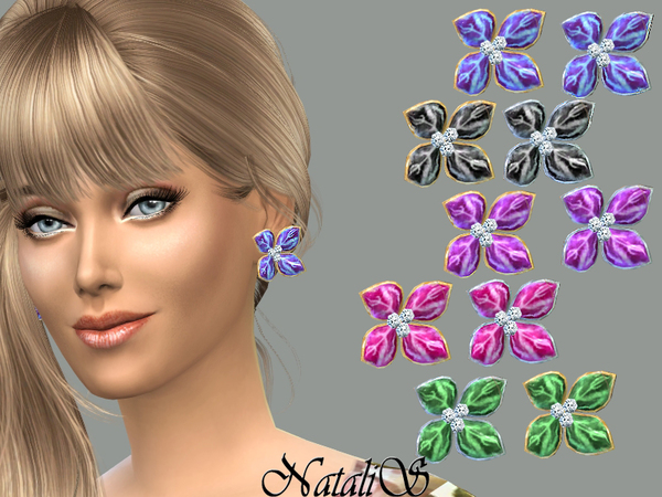  The Sims Resource: Elegant flower earrings by NataliS