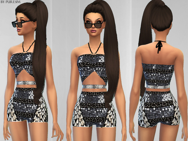  The Sims Resource: Futuristic Sequin Outfit by PureSim