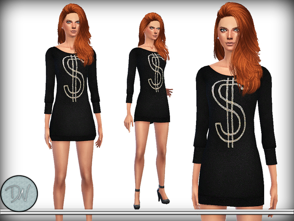  The Sims Resource: Embellished Wool Dress by DarkNighTt