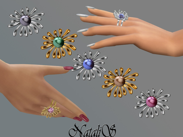  The Sims Resource: Pearl flower ring by NataliS