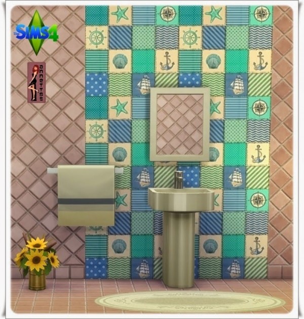  Annett`s Sims 4 Welt: Bathroom Wallpaper Sea