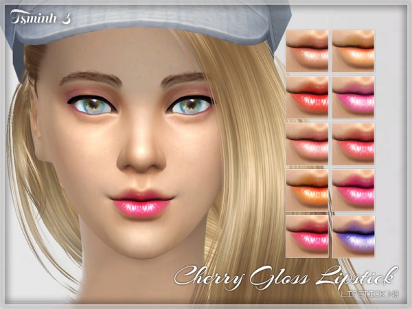  The Sims Resource: Cherry Gloss Lipstick by tsminh 3