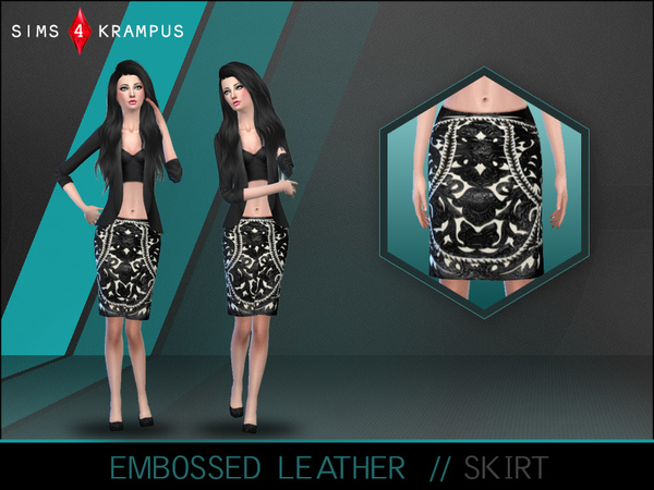  The Sims Resource: Embossed Leather Skirt by SIms 4 Krampus