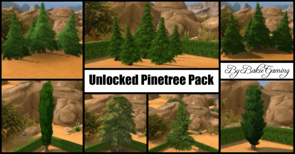  Mod The Sims: Unlocked Pinetree Pack (7 new trees) by Bakie