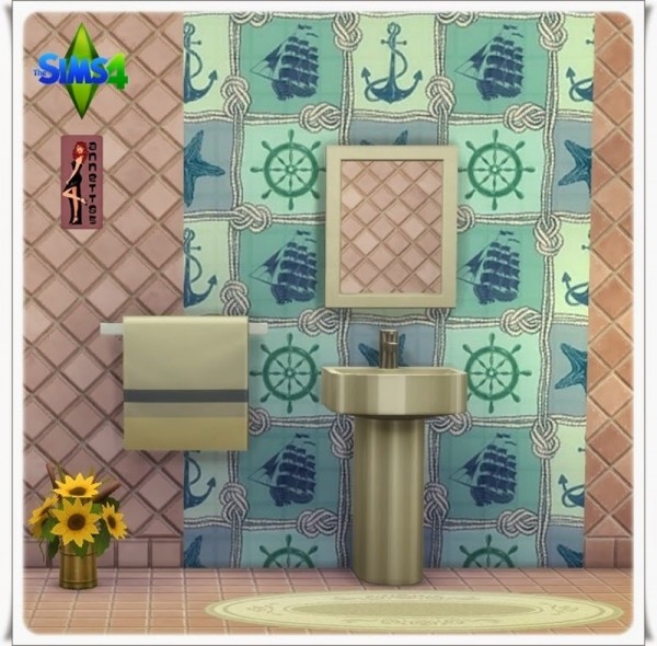  Annett`s Sims 4 Welt: Bathroom Wallpaper Sea