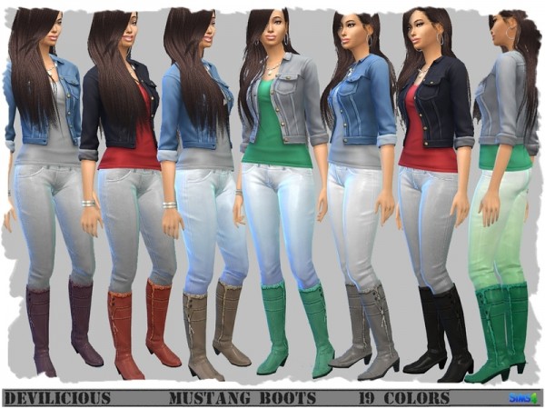  The Sims Resource: Mustang Boots   19 Colors by Devilicious