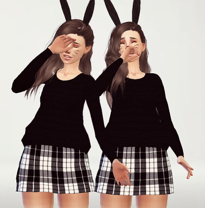  Pure Sims: Skirt and sweater outfit