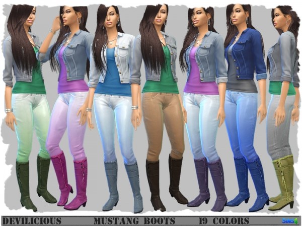  The Sims Resource: Mustang Boots   19 Colors by Devilicious