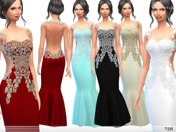  The Sims Resource: Flower Embellished Gown by Ekinege