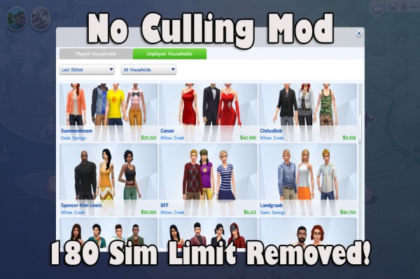 Mod The Sims: No More Culling by Dark Gaia
