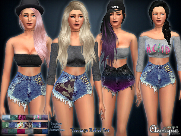  The Sims Resource: Set25  Teenage Rebel Casual Set by Cleotopia