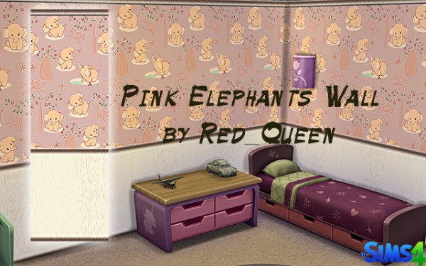  Ihelen Sims: Pink Elephants Wall by Red Queen