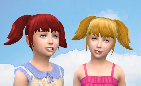  Mod The Sims: High Pigtails for girls by Kiara24