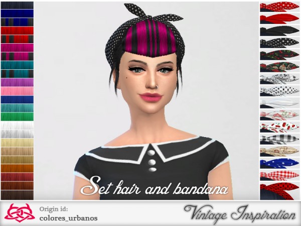  The Sims Resource: Set retro / alternative hair / bandana 