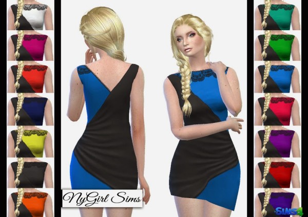 NY Girl Sims: Two Tone Splice Bodycon Dress
