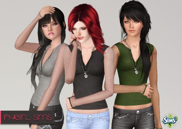  NY Girl Sims: Mesh Sleeve Skull Shirt