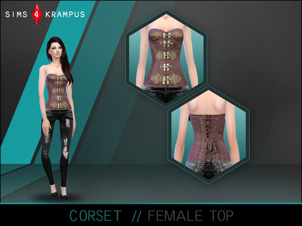  The Sims Resource: Corset Top for Women by SIms 4 Krampus