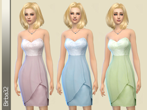  The Sims Resource: Silk and Lace Pastel Dress bi Birba32