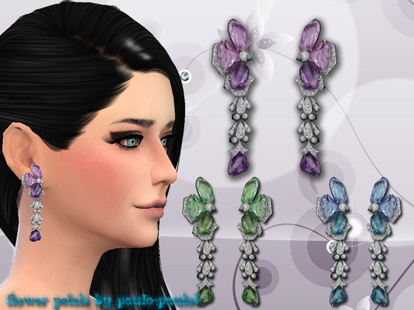  The Sims Resource: Flower petals earrings by paulo paulol