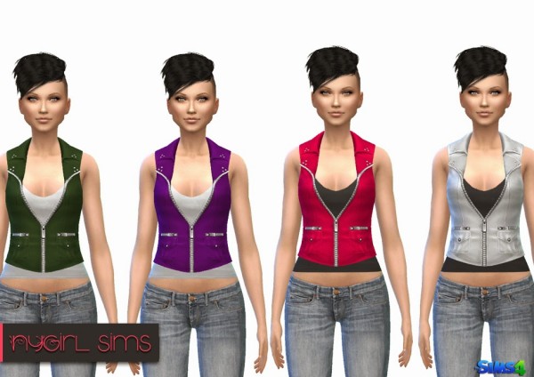  NY Girl Sims: Pocketed Leather Vest with Tank