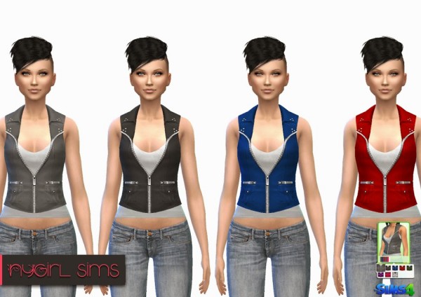  NY Girl Sims: Pocketed Leather Vest with Tank