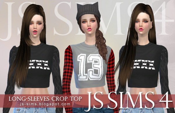 JS Sims 4: Long-Sleeves Crop Top • Sims 4 Downloads