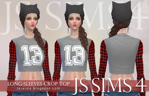  JS Sims 4: Long Sleeves Crop Top