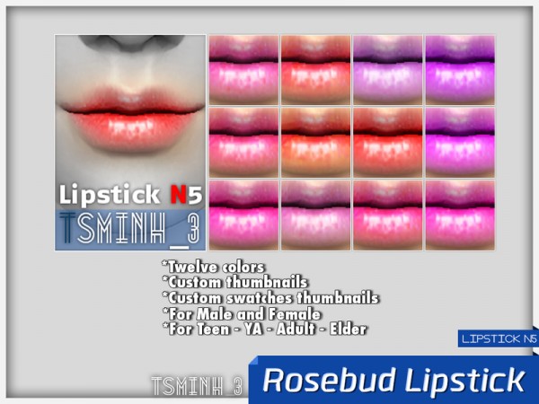  The Sims Resource: Rosebud Lipstick by tsminh 3