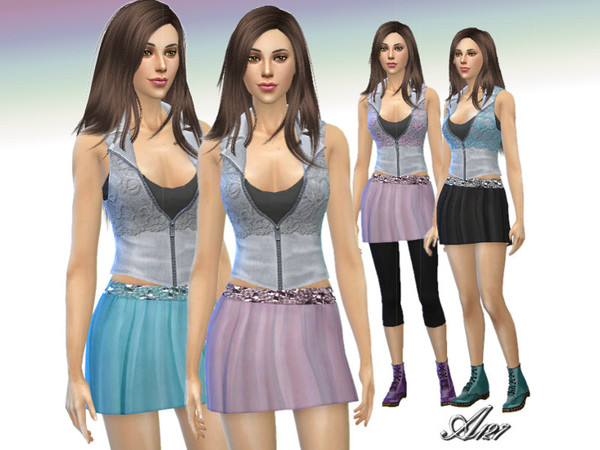  The Sims Resource: Skirt and Gilet set by Altea127