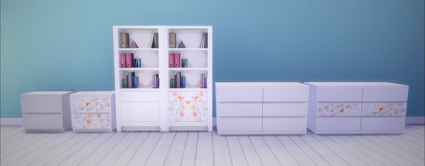  Saudade Sims: Barnish Bed, Simplicity Nightstand and Simple Symmetry Bookcase recolor