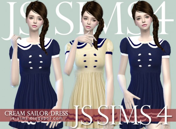  JS Sims 4: Cream Sailor Dress