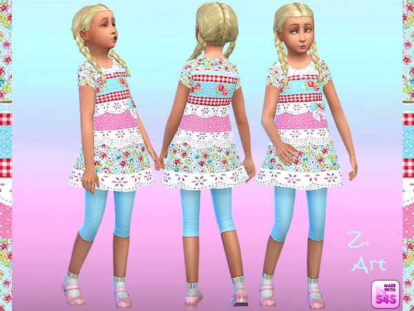  The Sims Resource: Patchwork dress by Zuckerschnute20