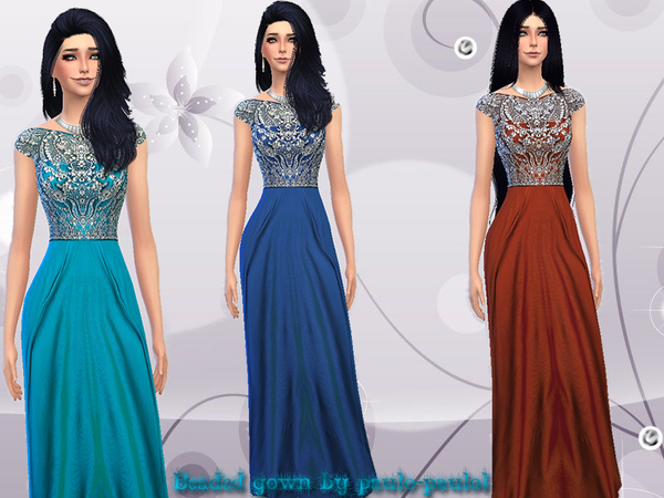  The Sims Resource: Beaded gown by paulo paulol