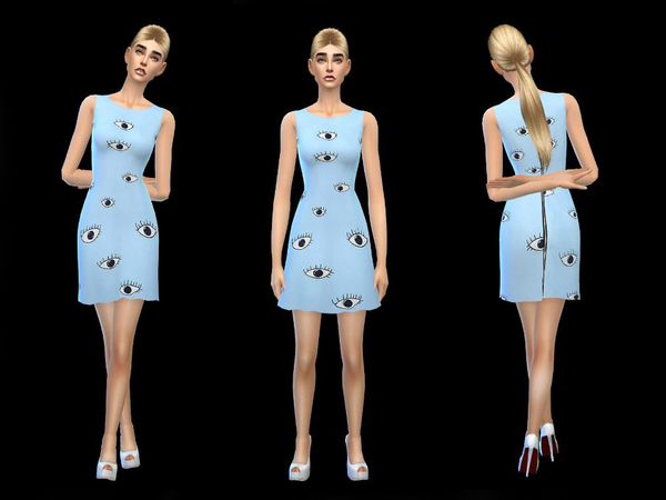  The Sims Resource: Blue comic minidress by Simsoertchen