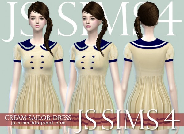  JS Sims 4: Cream Sailor Dress