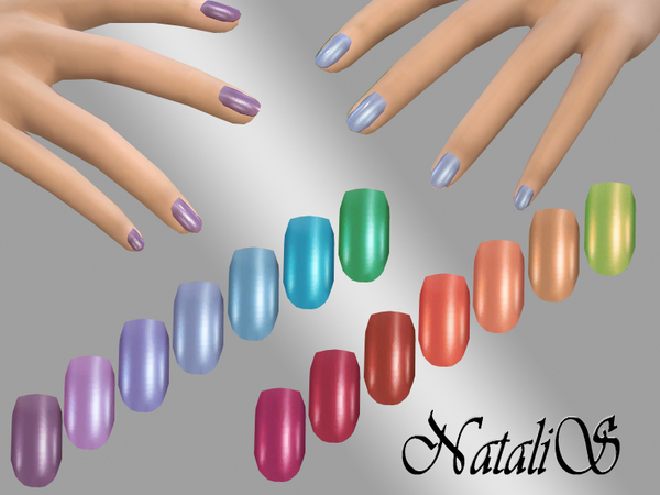  The Sims Resource: Rainbow short nail recolor by NataliS