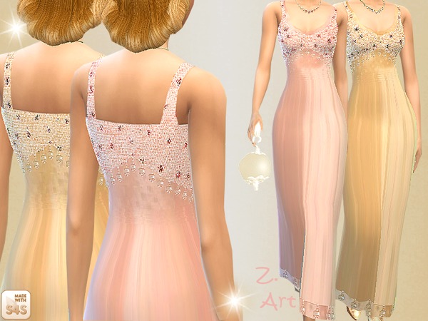  The Sims Resource: Dress With Pearls by Zuckerschnute20