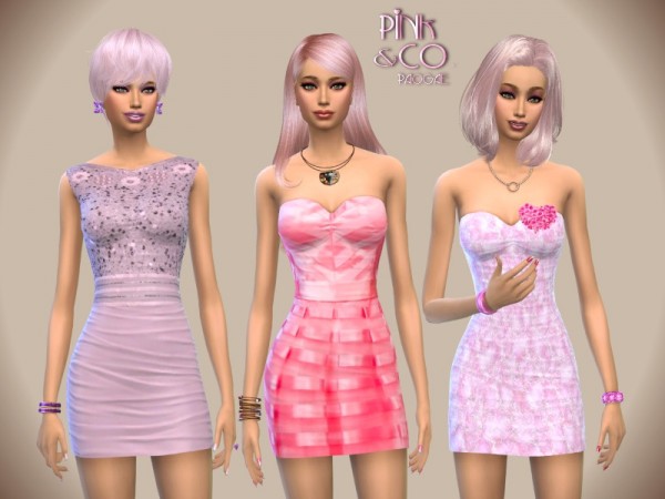 The Sims Resource: Pink&Co dress by Paogae • Sims 4 Downloads