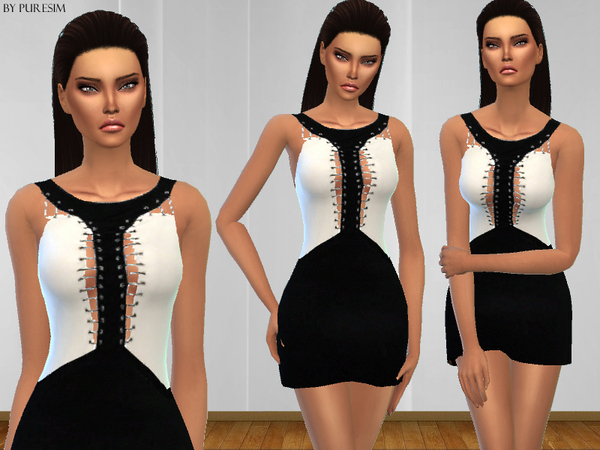 The Sims Resource: Black&White Dress by PureSim