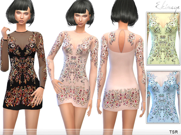 The Sims Resource: Crystal Bodycon Dress by Ekinege