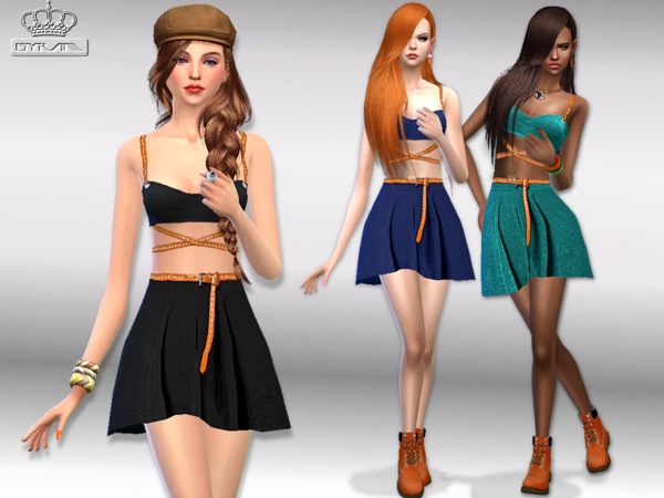  The Sims Resource: Skater dress with belt by EsyraM