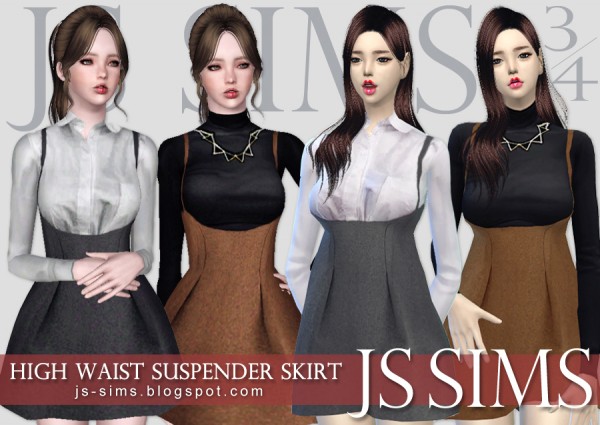 JS Sims 4: High Waist Suspender Skirt