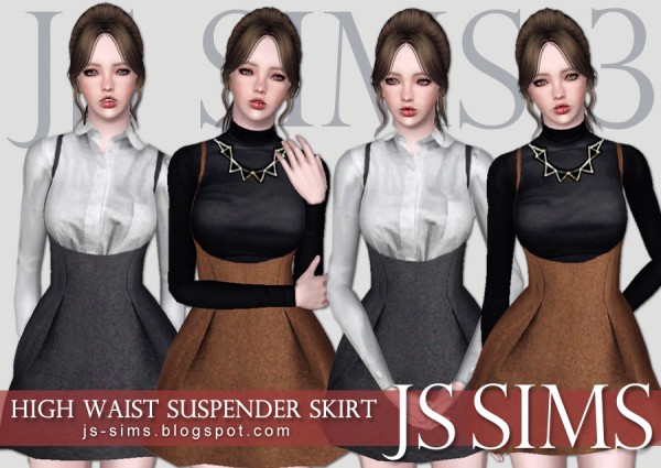  JS Sims 4: High Waist Suspender Skirt