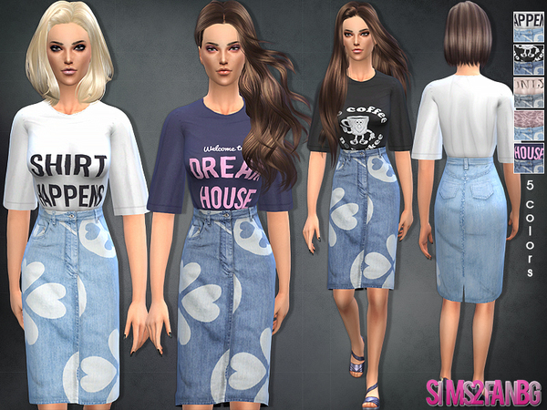  The Sims Resource: 37   Denim skirt with top by Sims2fanbg