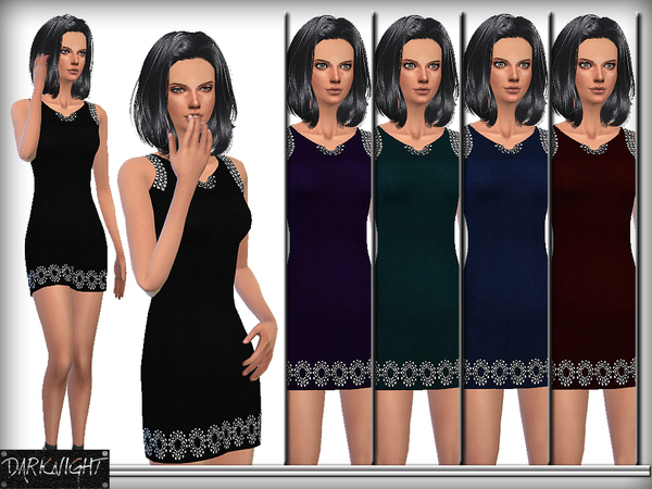  The Sims Resource: Embellished Stretch Dress by DarkNighTt