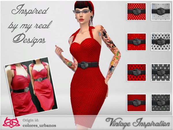 The Sims Resource Recolor Pin Up Dress Lunares 1 By