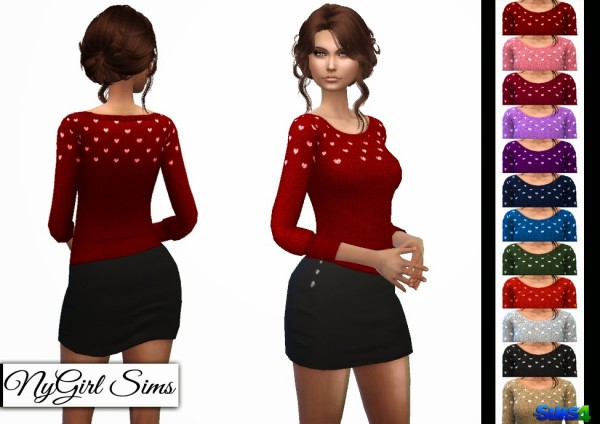  NY Girl Sims: Valentines Sweater with Mini Skirt